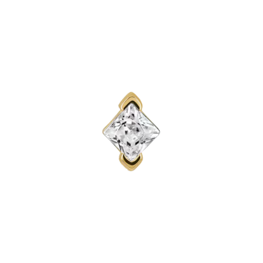auricle vioni princess cut cz square gold piercing end in yellow or white gold