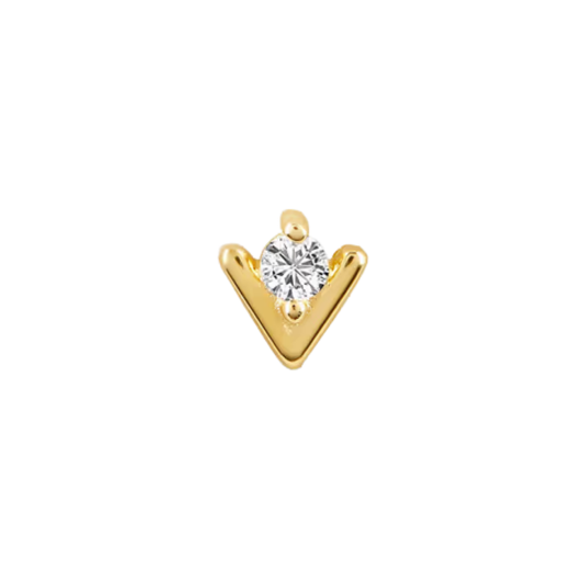 auricle virea v shaped gold stud with round cz centre