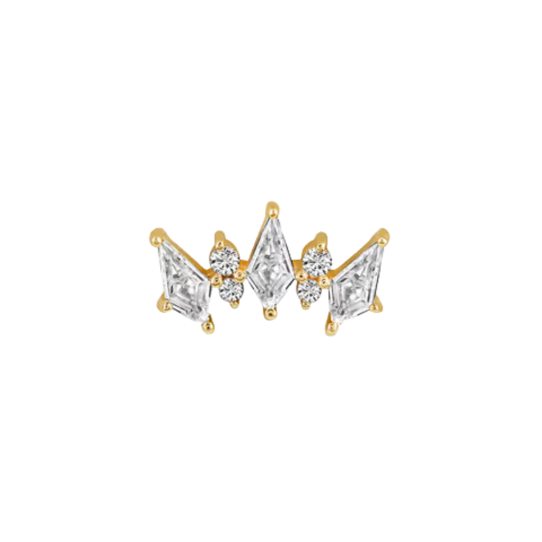 auricle zaria end with kite cut cz and round cz accents in 14k yellow or white gold