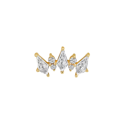auricle zaria end with kite cut cz and round cz accents in 14k yellow or white gold