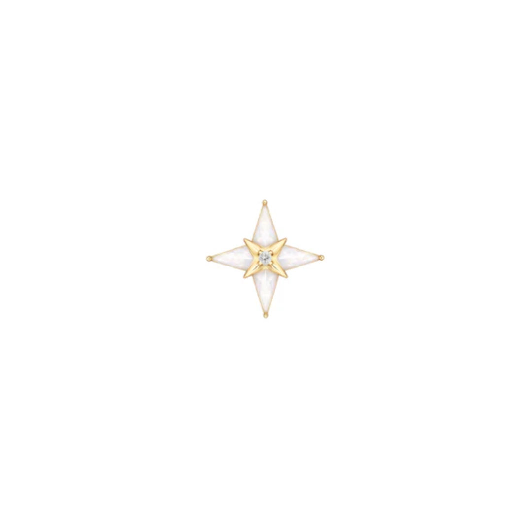 Buddha Biarritz threadless end in 14k gold with mother of pearl inlays