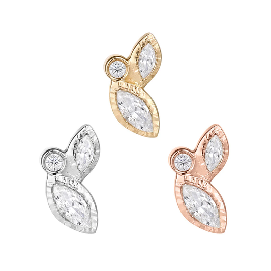 buddha jewellery impulse threadless end with round and marquise cz in yellow white and rose gold
