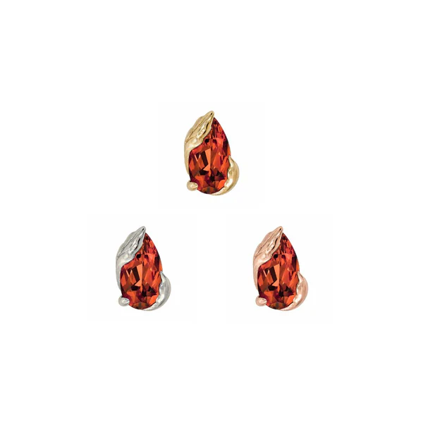 Buddha Jewelry Occasion threadless end with pear cut garnet in 14k gold