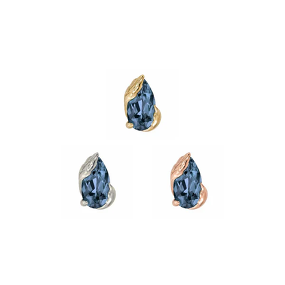 Buddha Jewelry Occasion threadless end with pear cut London Blue Topaz in 14k gold