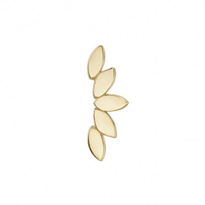 BVLA 14k yellow gold marquise leaf body jewellery end with polished finish, luxury high-end piercing accessory for helix, conch, and lobe piercings