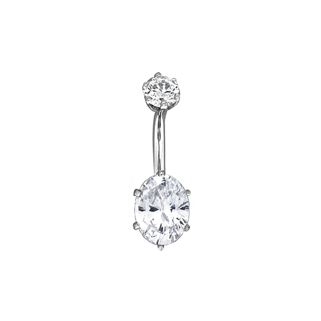 BVLA 6 Prong navel bar in 14k gold with diamond or cubic zirconia stones, 14g 1.6mm gold belly bar available in yellow, white, and rose gold.