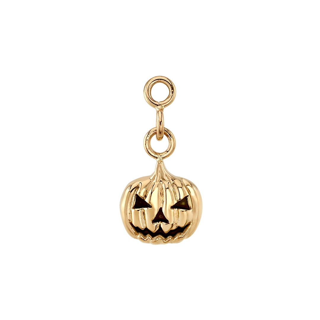 BVLA 6.5mm gold pumpkin charm with antiqued jack o lantern face details.