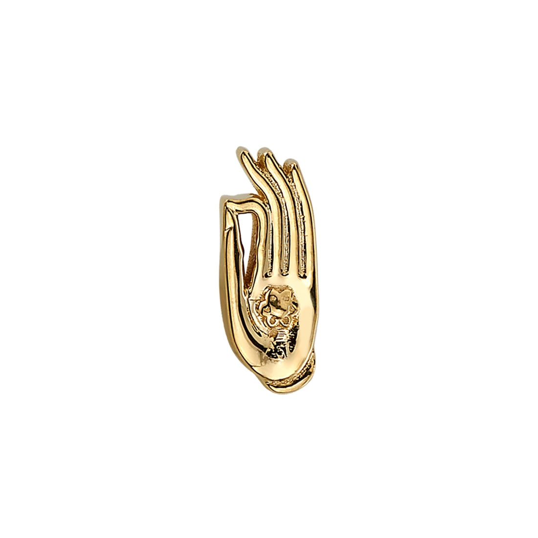 BVLA Mudra Hand end in 14k white gold with a sculpted hand design and delicate engraved detailing.