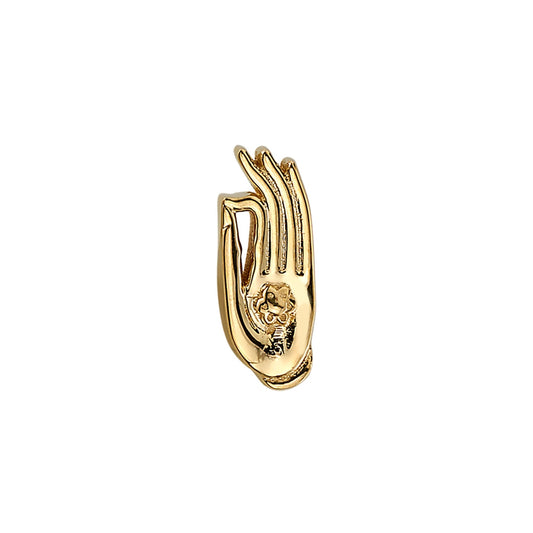 BVLA Mudra Hand end in 14k white gold with a sculpted hand design and delicate engraved detailing.