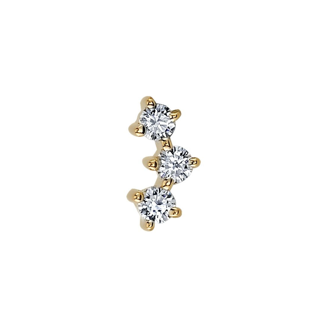 bvla muse curved 3 diamond end in 14k yellow gold with 1.5mm diamonds