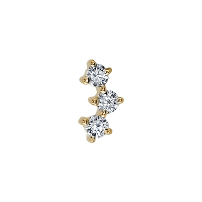 bvla muse curved 3 diamond end in 14k yellow gold with 1.5mm diamonds