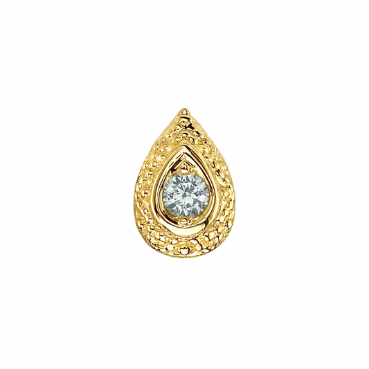 bvla nanda pear threadless end in 14k gold with centre diamond