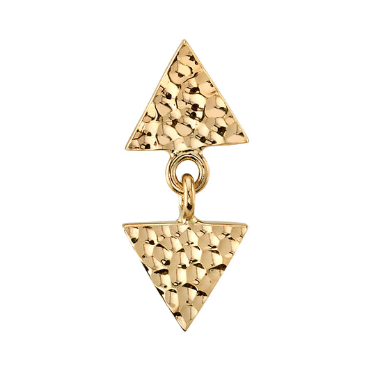 BVLA Satpura end in 14k yellow gold with two hammered triangles linked by a small gold ring.