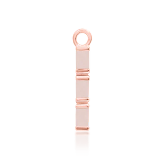 14k rose gold piercing charm featuring stacked blush pink inlays in a sleek vertical bar design