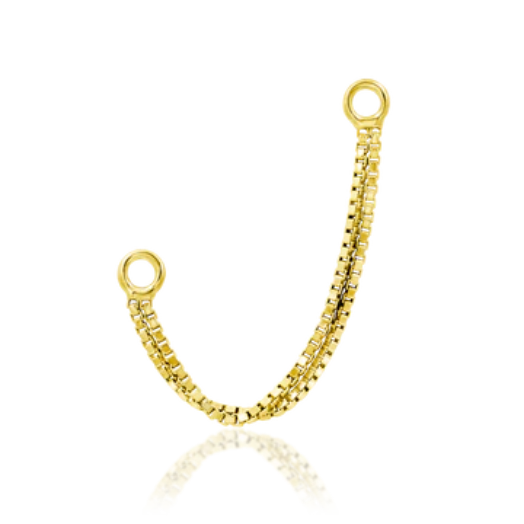 gold double box chain piercing charm with two sleek layered strands and jump ring ends