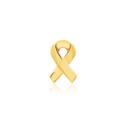 Gold awareness ribbon piercing jewellery in a polished 14k yellow gold finish.