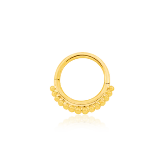 Junipurr gold beaded clicker ring for septum and daith piercings