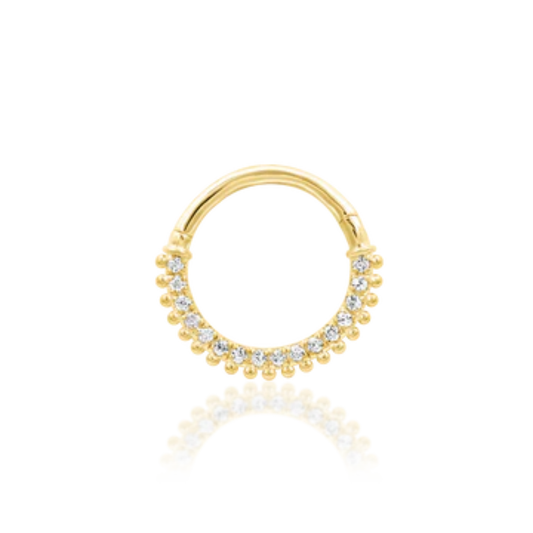 14k gold Mimi clicker ring with CZ accents for piercings