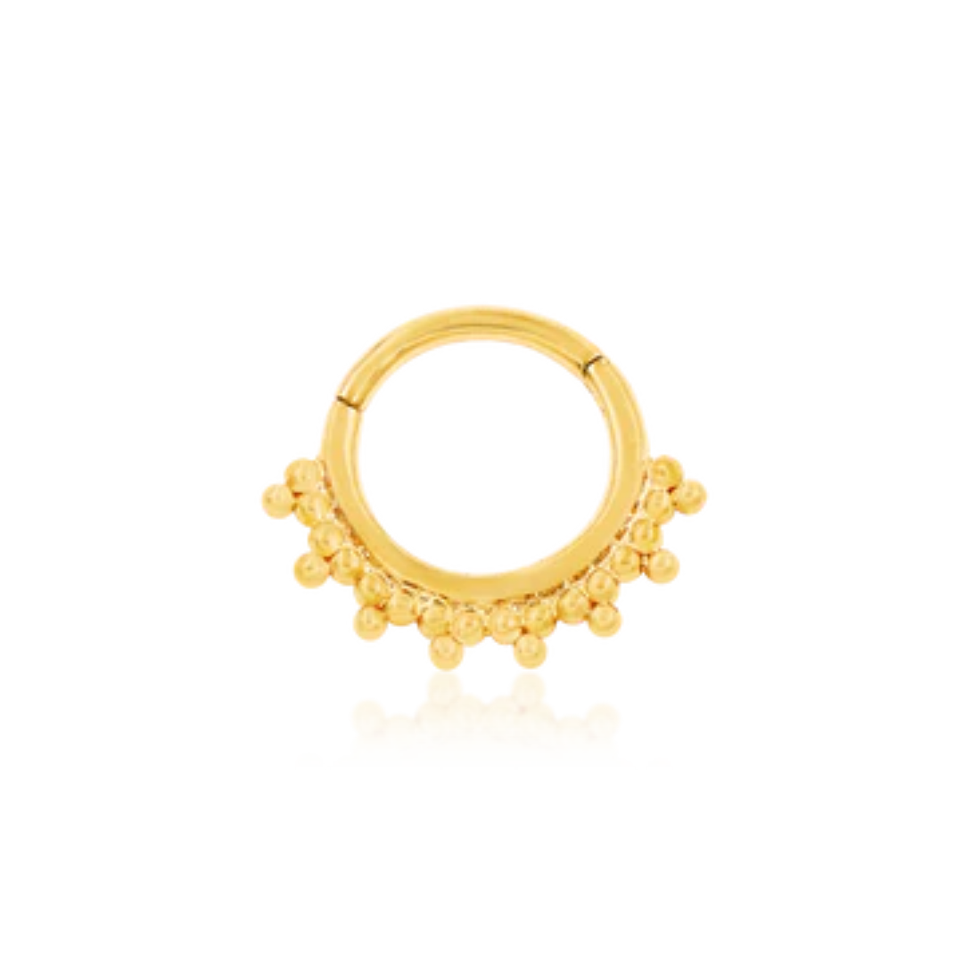 14k gold tri-bead clicker ring for body piercings