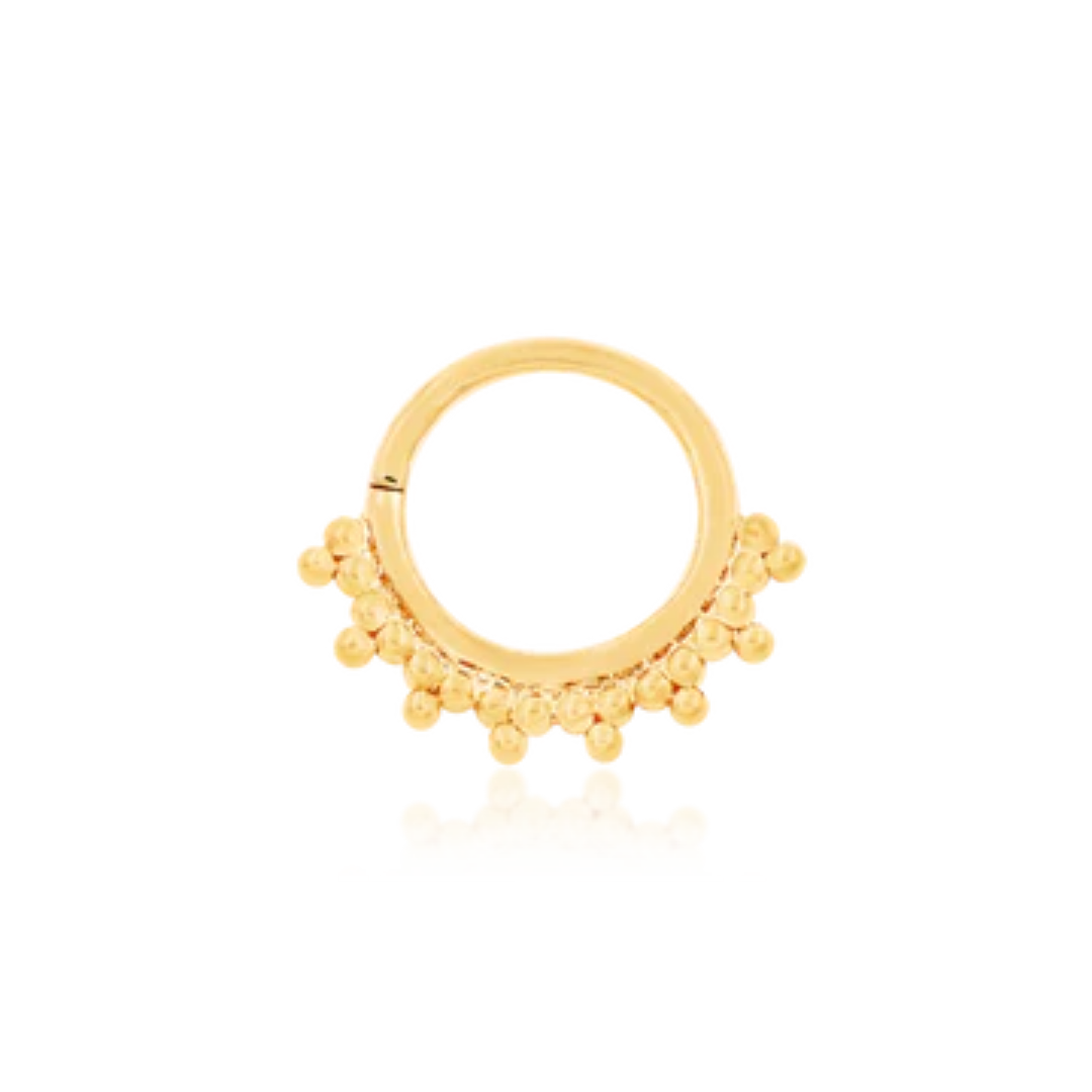14k gold tri-bead seam ring for body piercings