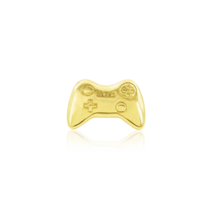 14k gold video game controller threadless end for piercings, gamer jewellery