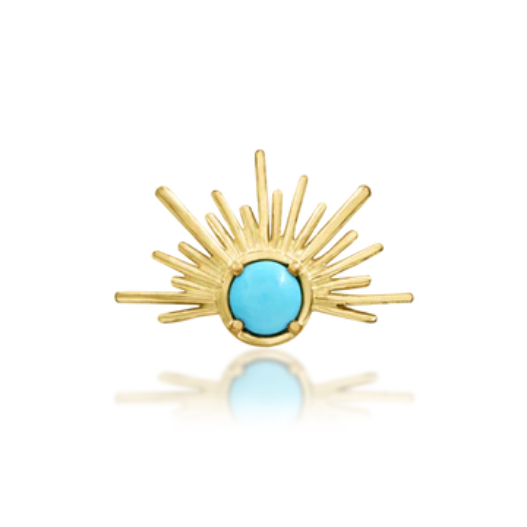 Gold sunrise threadless piercing end with turquoise centre
