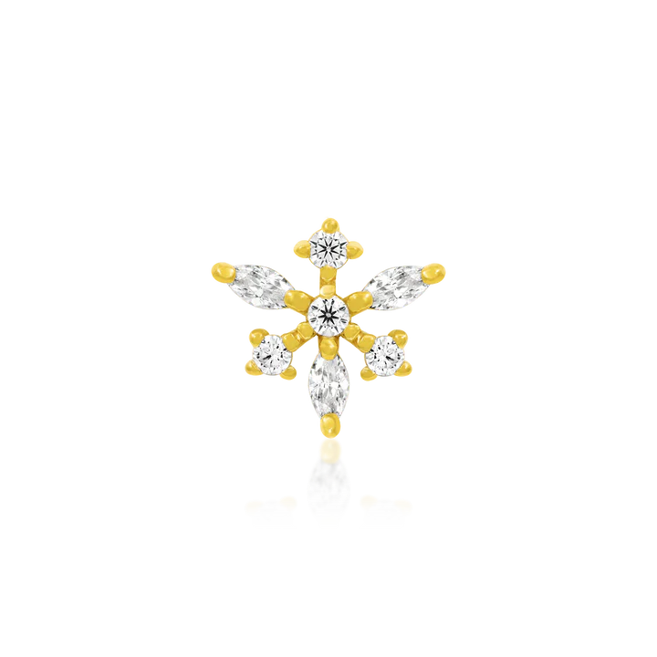 junipurr anna threadless end with cubic zirconia cluster and drop detail in yellow gold