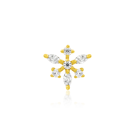 junipurr anna threadless end with cubic zirconia cluster and drop detail in yellow gold