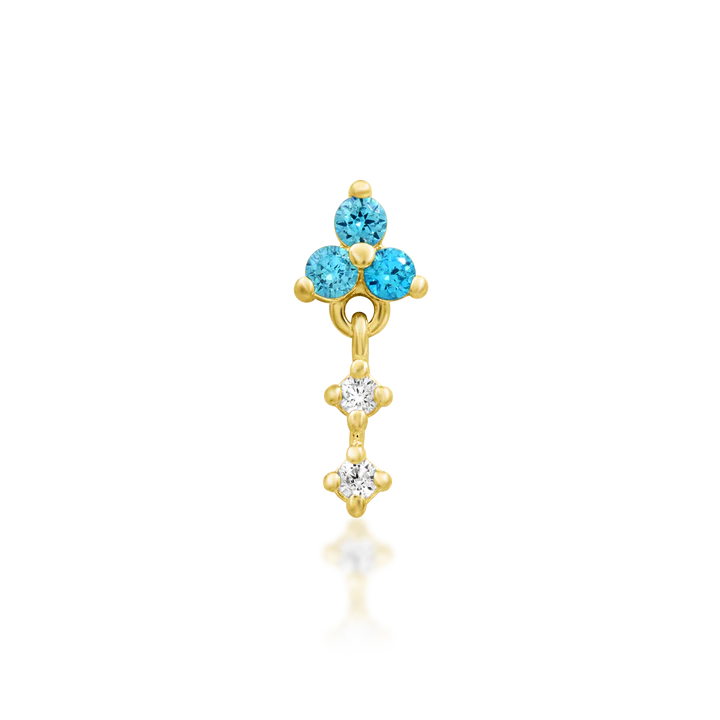 Junipurr aqua blue cubic zirconia drop threadless end in 14k gold