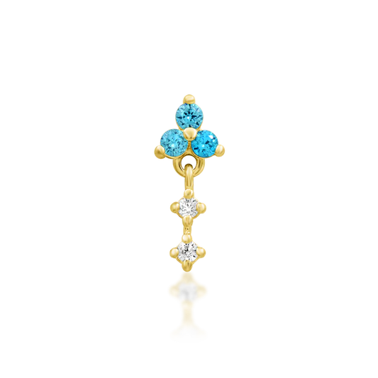 Junipurr aqua blue cubic zirconia drop threadless end in 14k gold