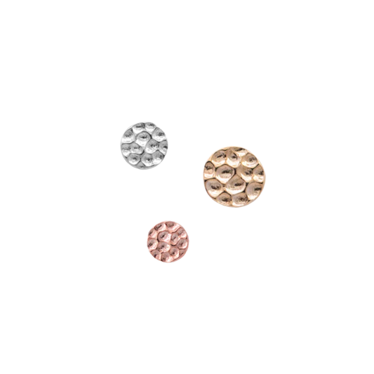 Junipurr hammered 3mm gold disc threadless end for lobe and cartilage piercings