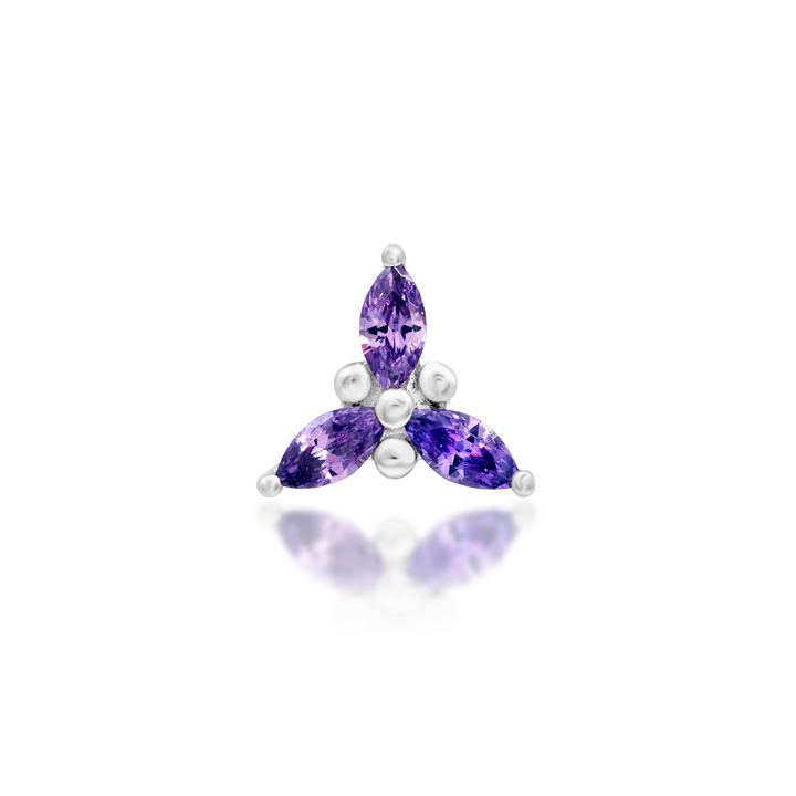 Junipurr Mabel purple marquise CZ cluster threadless end for luxury ear piercing
