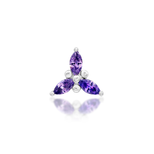 Junipurr Mabel purple marquise CZ cluster threadless end for luxury ear piercing
