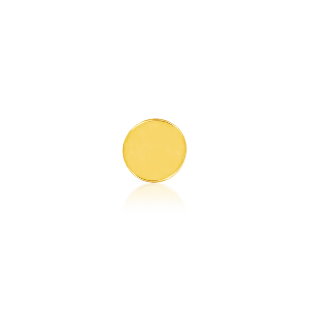 Junipurr polished disk threadless end in yellow gold, white gold and rose gold for luxury body piercing jewellery
