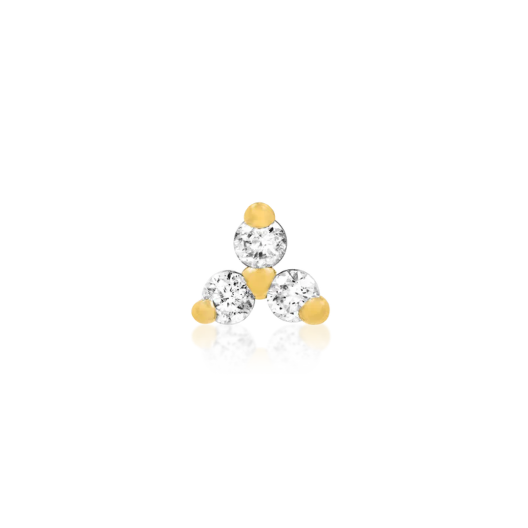 Junipurr trinity cz cluster in gold with cubic zirconia stones threadless end body jewellery