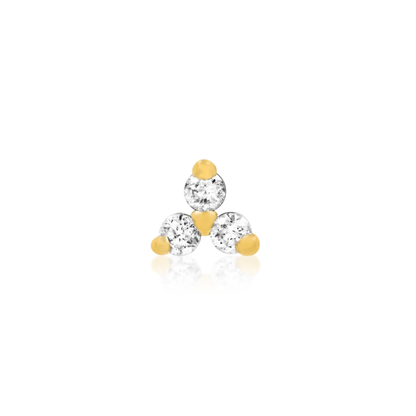 Junipurr trinity cz cluster in gold with cubic zirconia stones threadless end body jewellery