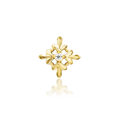 Junipurr Vira floral threadless end with central cubic zirconia available in yellow gold white gold and rose gold