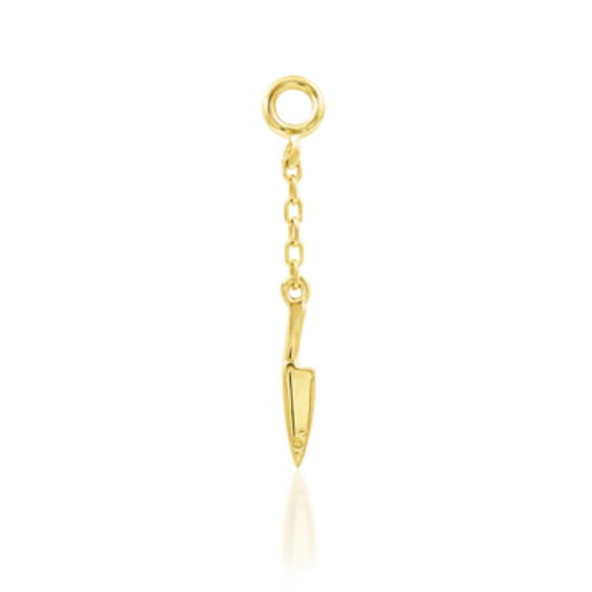 14k gold knife charm by Junipurr Jewelry – dainty dangle design on fine chain, handcrafted for high-impact styling with a subtle edge.