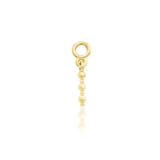 Elegant Junipurr "Lane" chain charm in 14k yellow, white, and rose gold with polished bead detailing, a lightweight and accessible gold jewellery accent