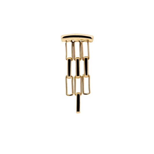 Le Roi Cat-Walk threadless end in 14k gold with cascading rectangular chain links for hidden helix piercings