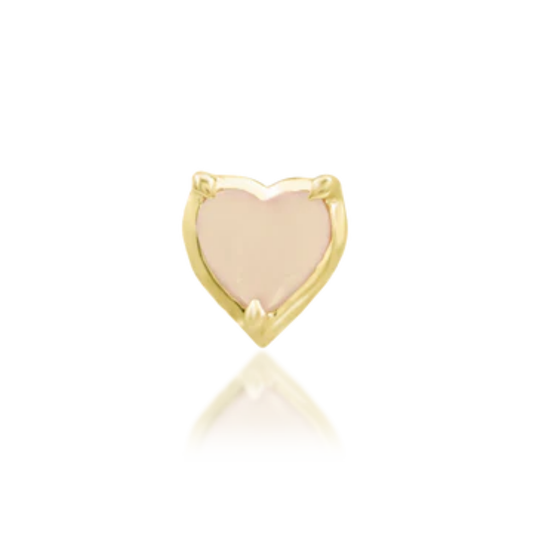 14k gold heart-shaped piercing end with blush pink CZ and claw setting