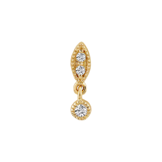 auricle marani marquise drop cz end with vintage milgrain detailing