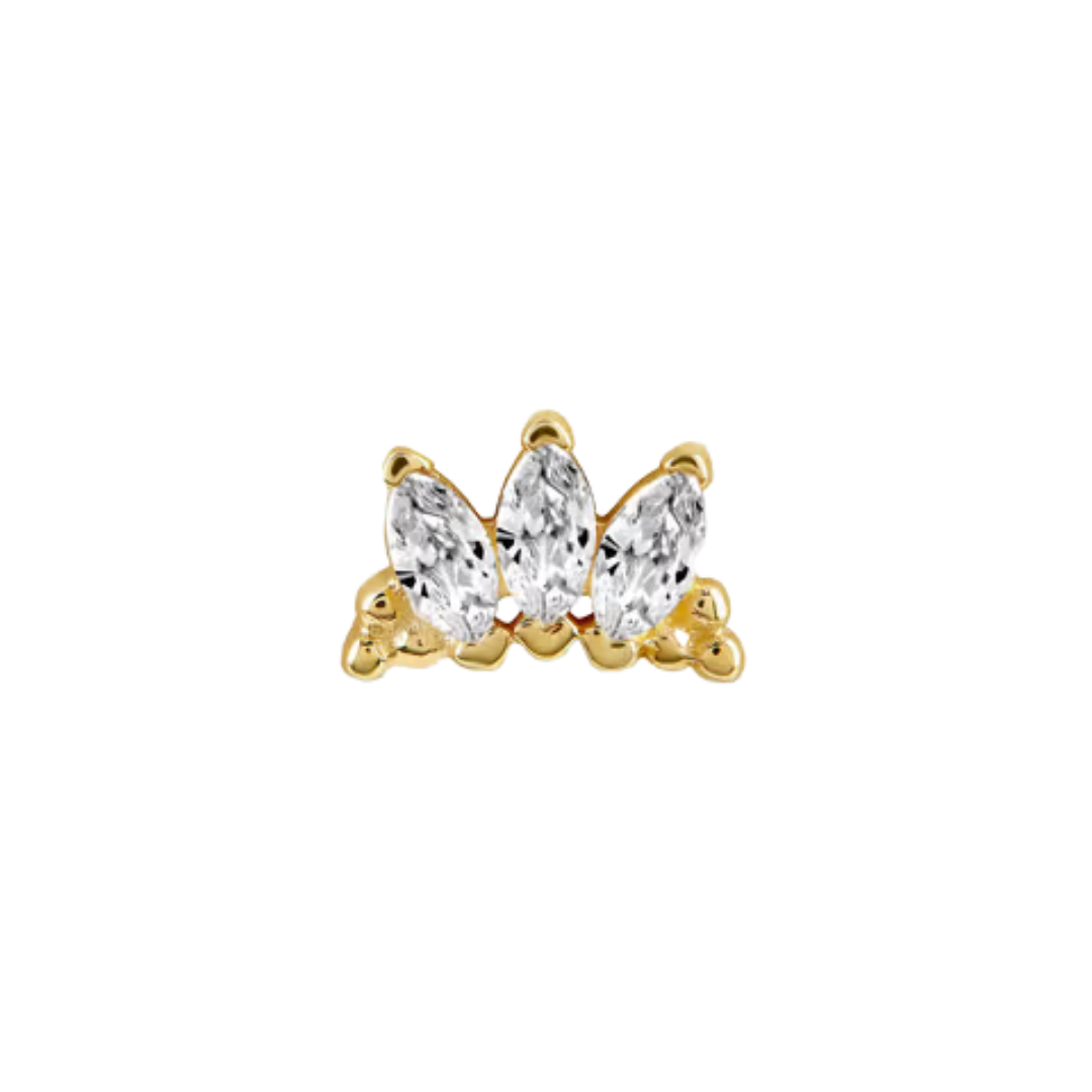 auricle marla attachment with three marquise cz stones in 14k gold