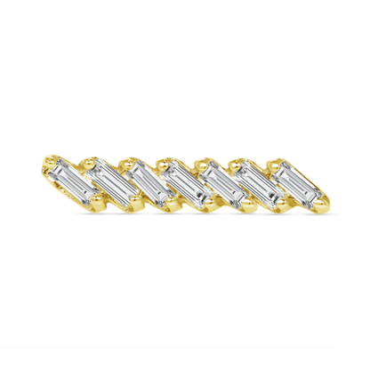 gold norvoch baguette cascade piercing end featuring seven clear baguette cz stones in a linear setting