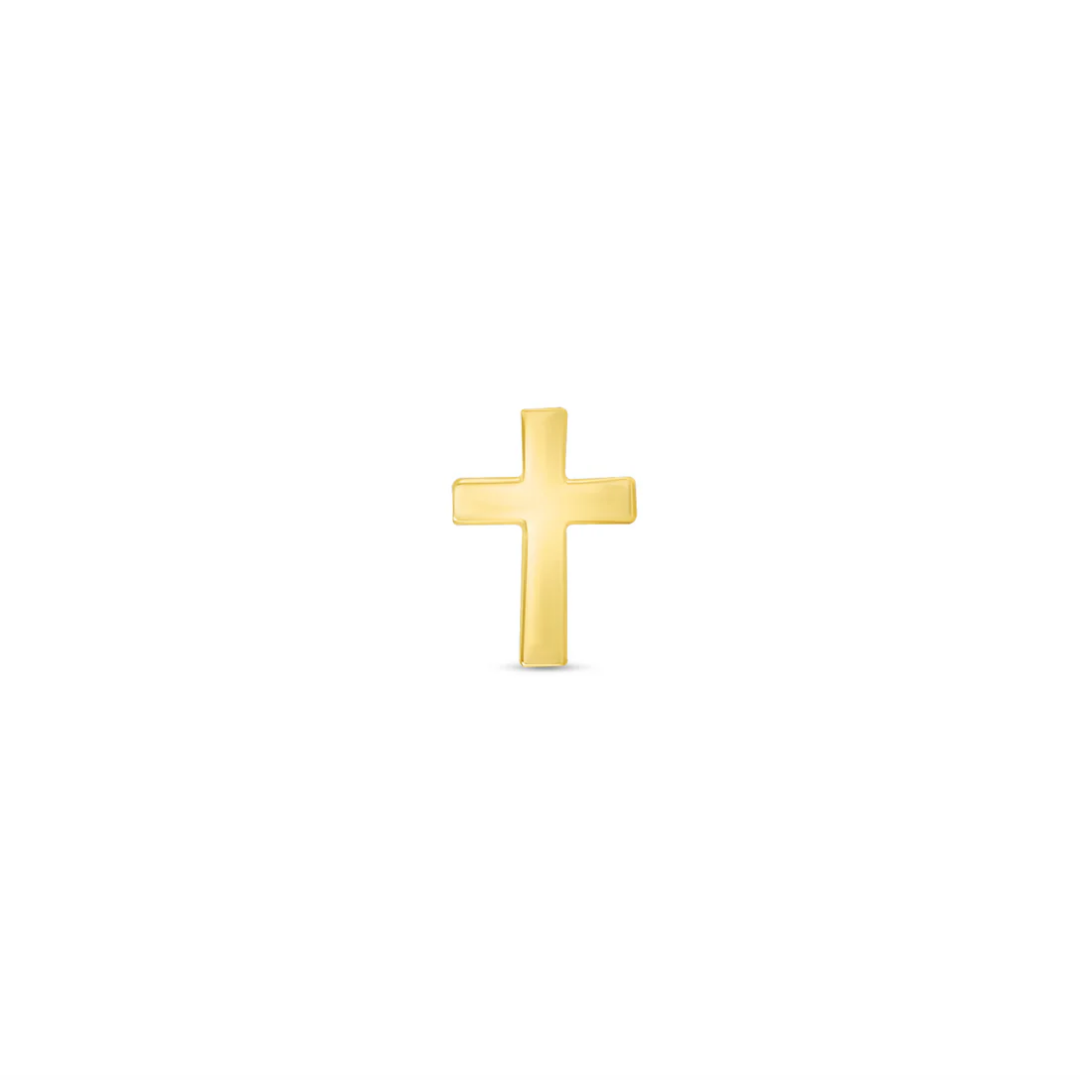 gold norvoch cross piercing end with a smooth polished finish