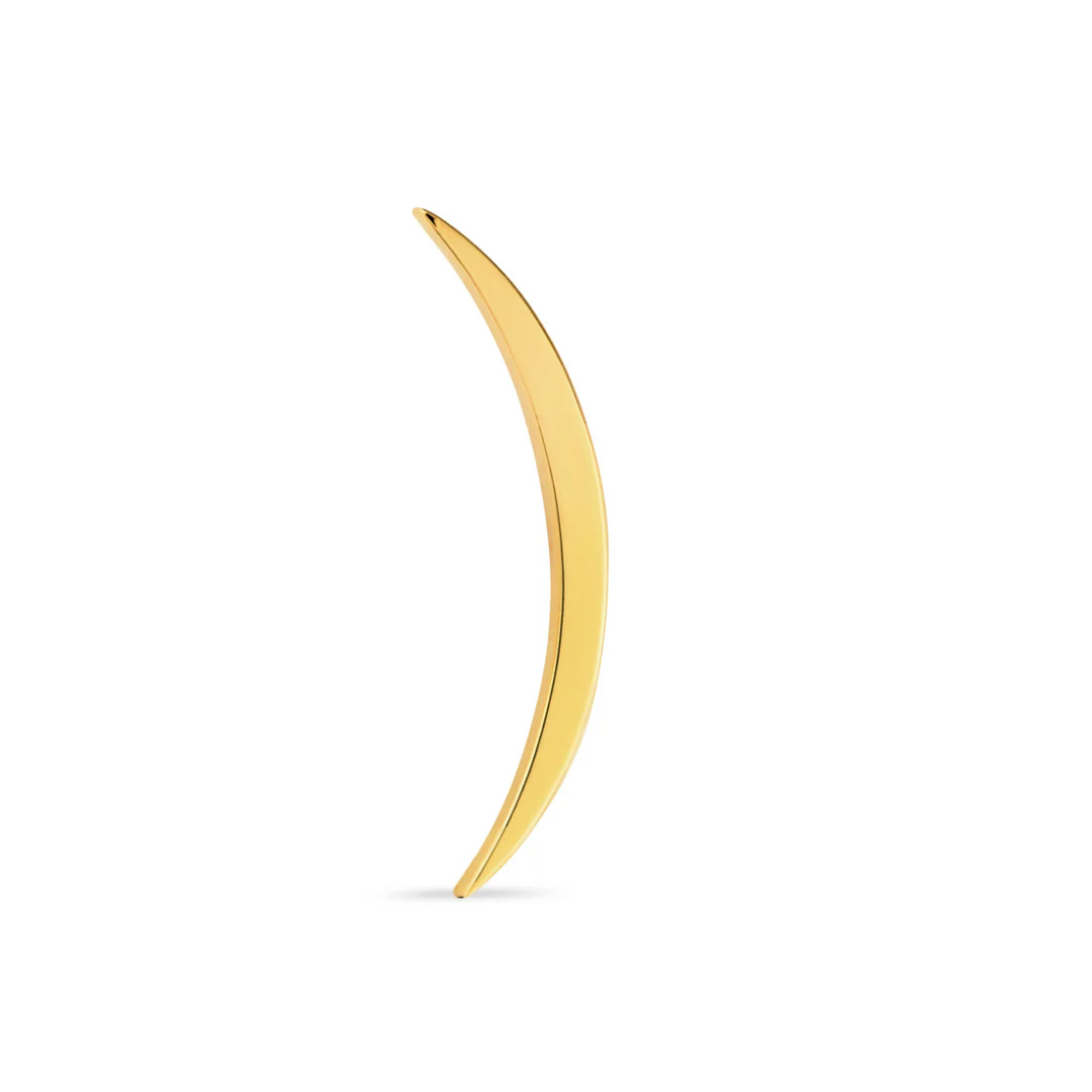 gold norvoch flat luna piercing end with a long polished crescent shape