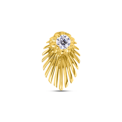 gold norvoch light beam piercing end with central cz and radiating carved rays
