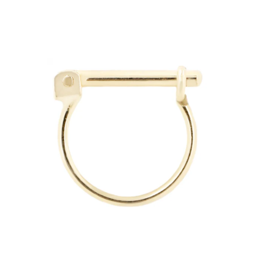 Quetzalli Joy 14k gold hoop earring shown from both sides, one with a smooth polished finish and the other with a faceted texture, available in yellow, rose, and white gold, displayed against a white background.