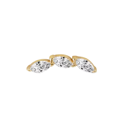 auricle serin three marquise cz arc end in 14k gold for ear piercings
