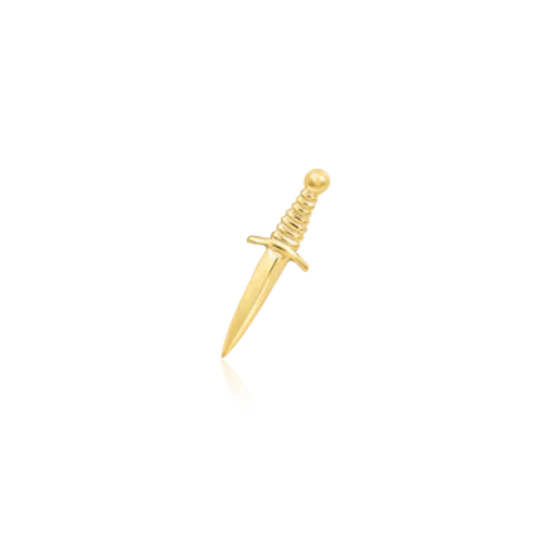 14k gold dagger-shaped piercing stud